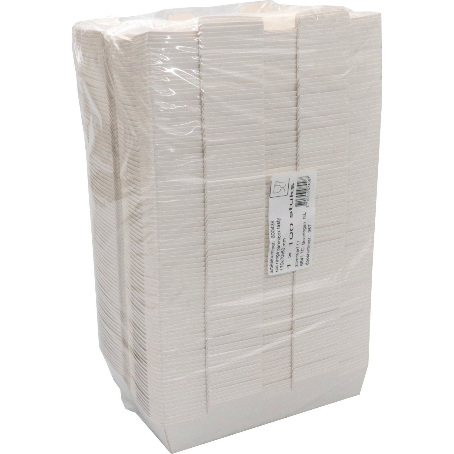 Bak, Karton + kleicoating, TASTY, paninibox, 179x70x60mm, wit