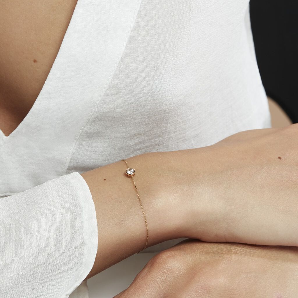Bracelet Columbine Or Jaune Oxyde De Zirconium Blanc