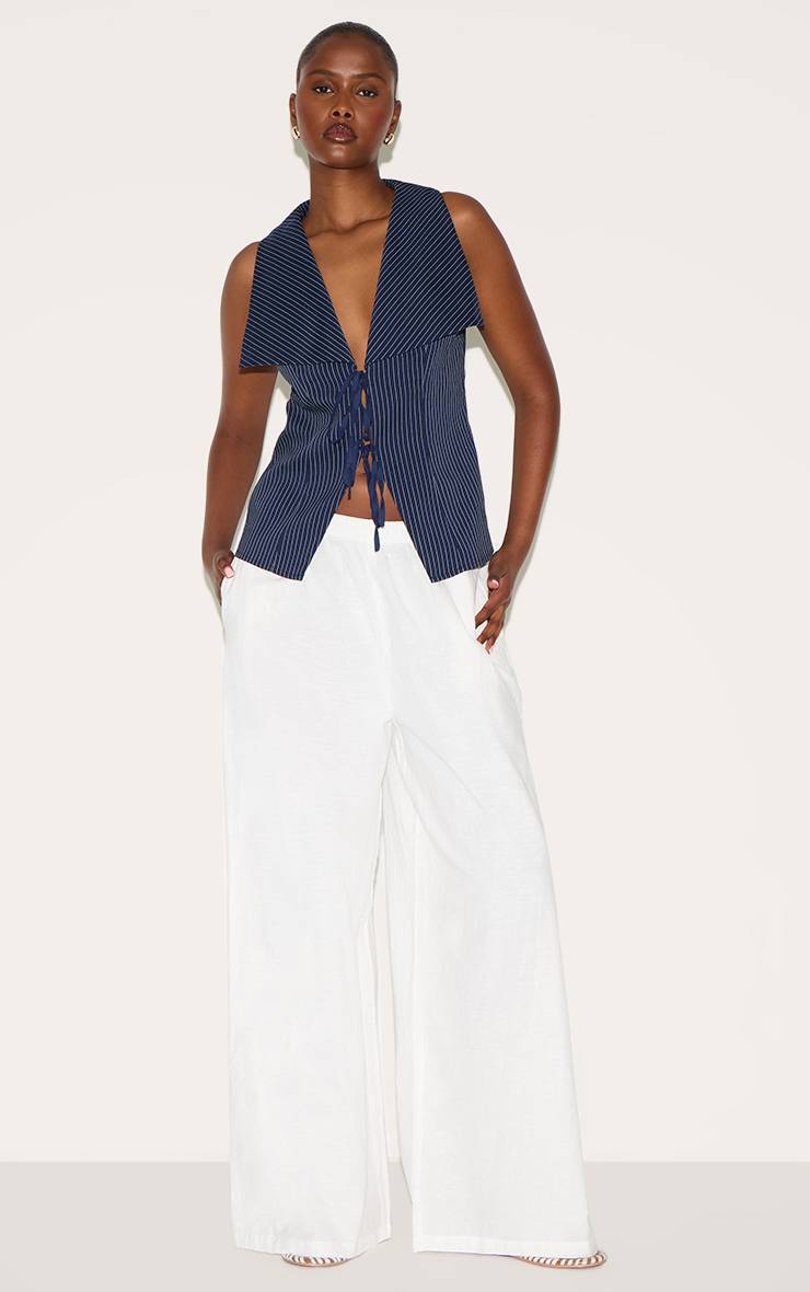 Bleu Gilet En Coton À Rayures