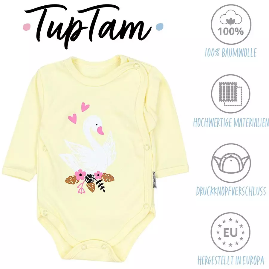 TupTam Baby Langarm Wickelbody im 5er Set gelbweiß