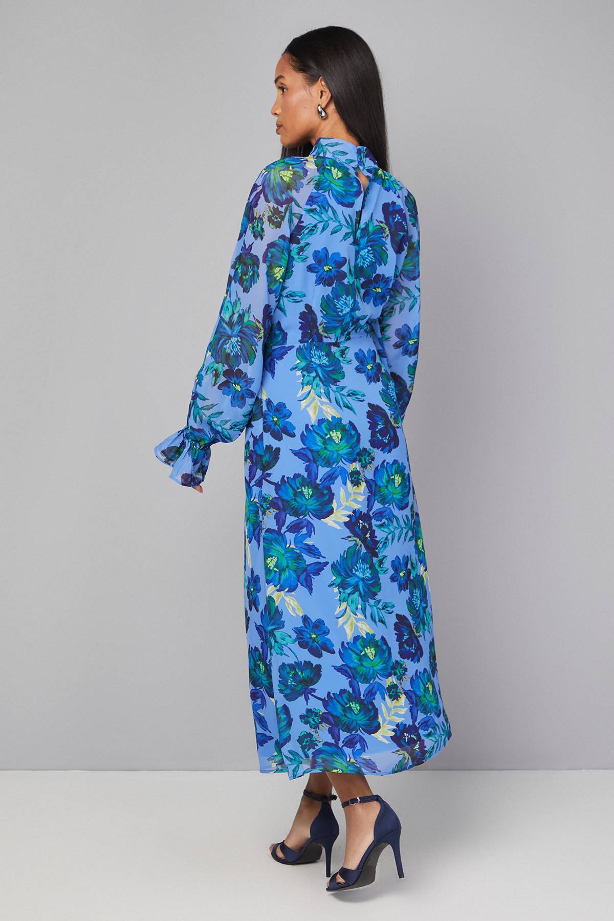 Wallis Robe Smock Fleurie à Col Noué