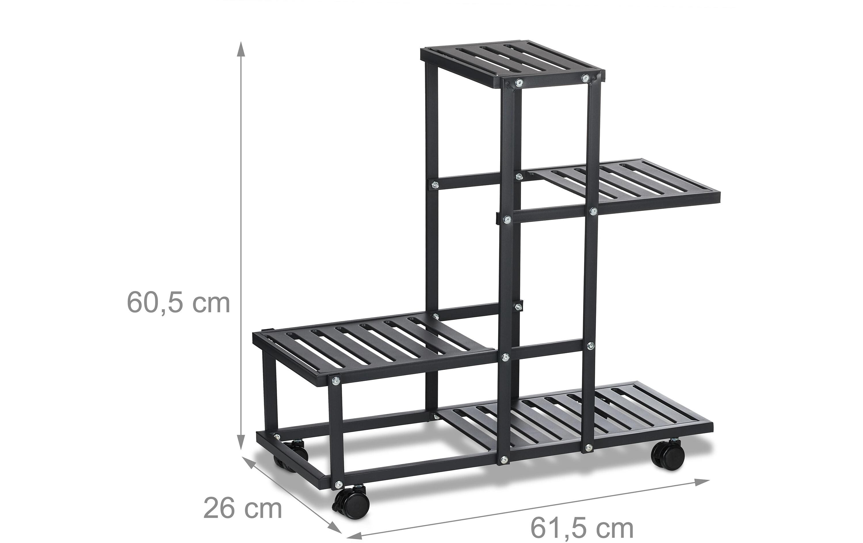 Pflanzenständer mit Rollen 60.5 cm, SchwarzPflanzenregal