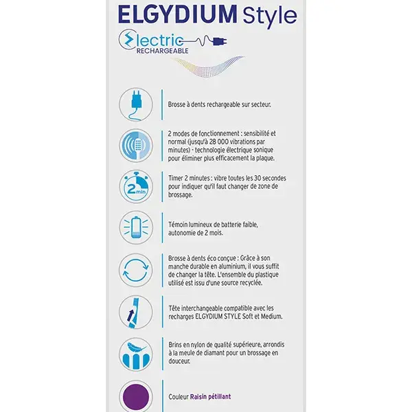 Elgydium - Brosse à dents Style Electrique Raisin Pétillant