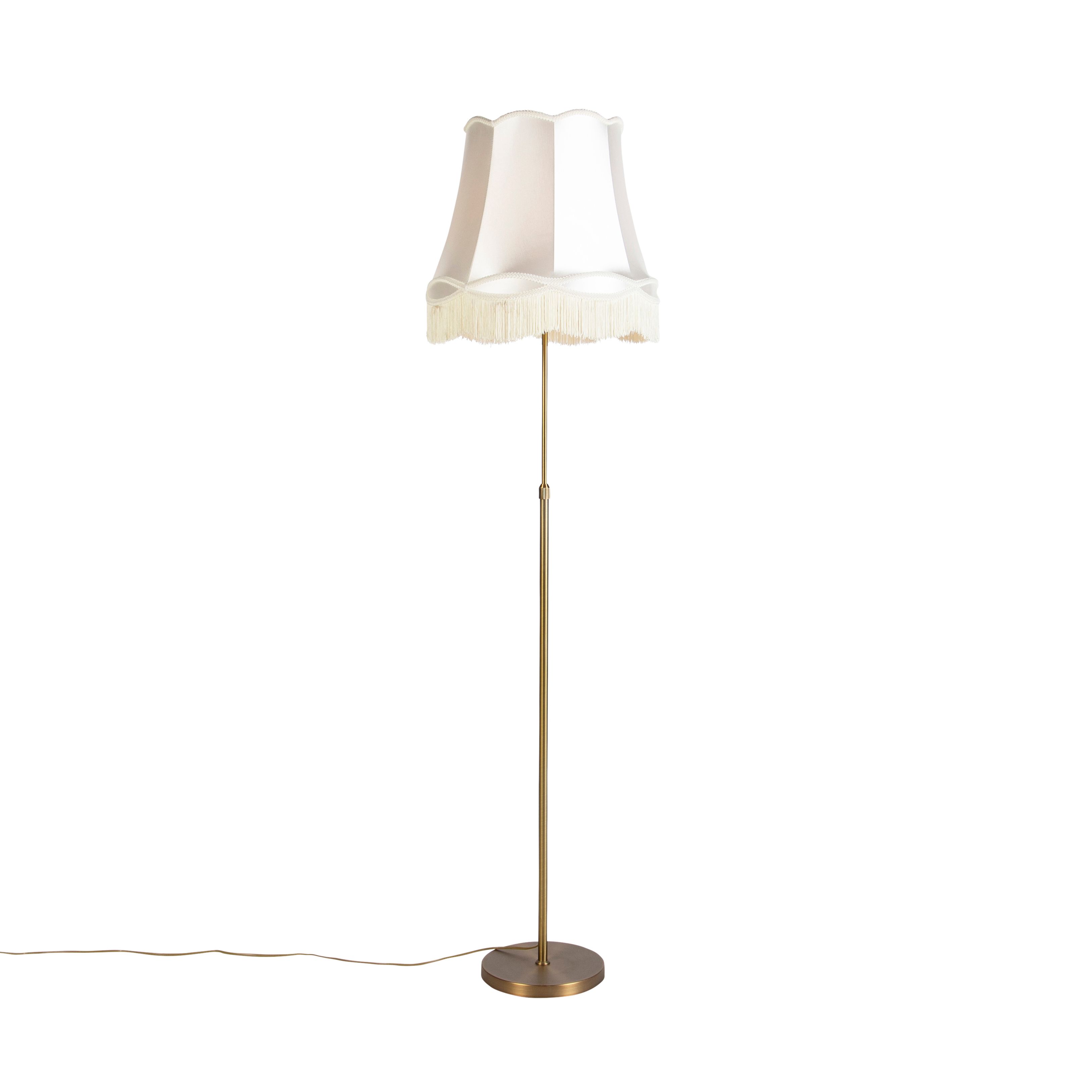 Vloerlamp brons met Granny kap crème 45 cm verstelbaar - Parte