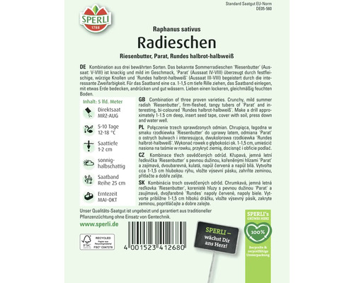 Radijs Combinatie II Groentezaden Sperli Zaadlint
