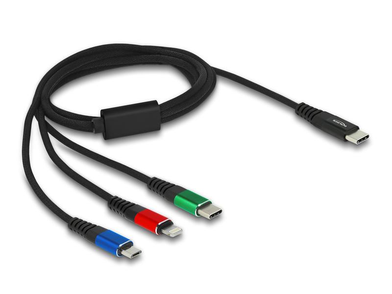 Delock USB-Ladekabel USB C - Lightning/Micro-USB B/USB C 1 Delock USB Ladekabel 3 in 1 USB Type-C zu Lightning / Micro USB / USB Type-C 1 m