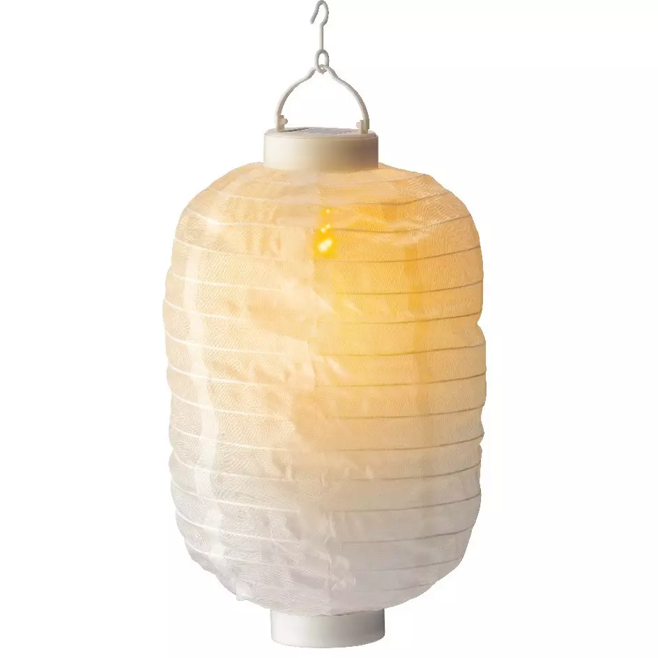 Lanterne chinoise solaire LED (D20 cm) Cylindre effet flamme Blanc chaud
