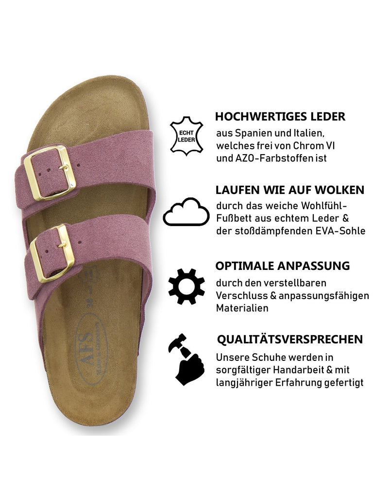 Pantoletten Damen Zweischnaller flieder Velour