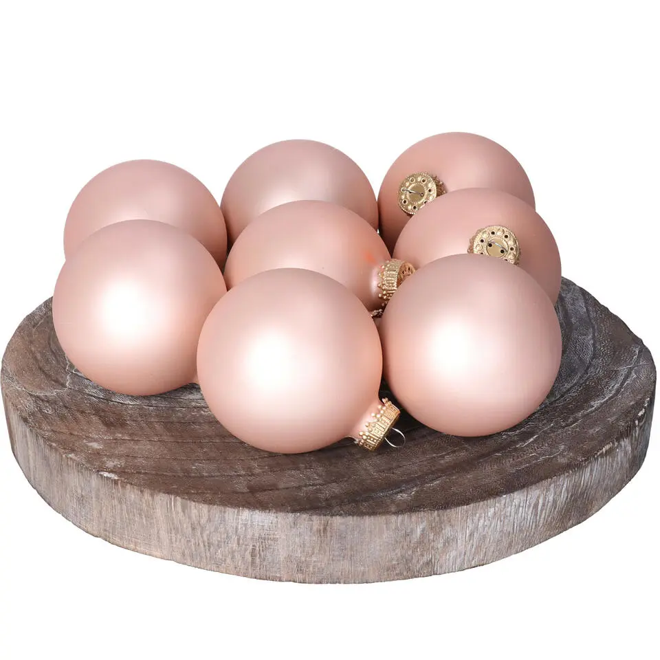 Krebs kerstballen - 8x stuks - chic roze - glas - 7 cm - mat