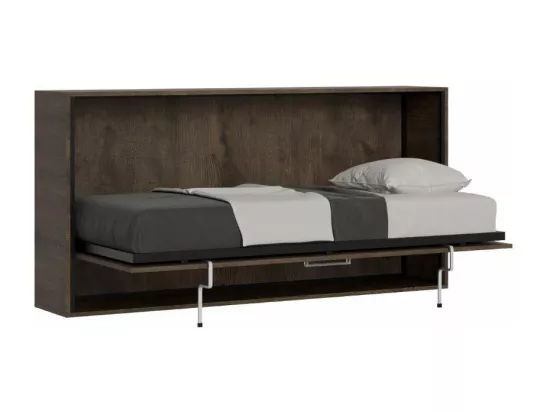 Lit escamotable horizontal noyer Bounto 85x185-
