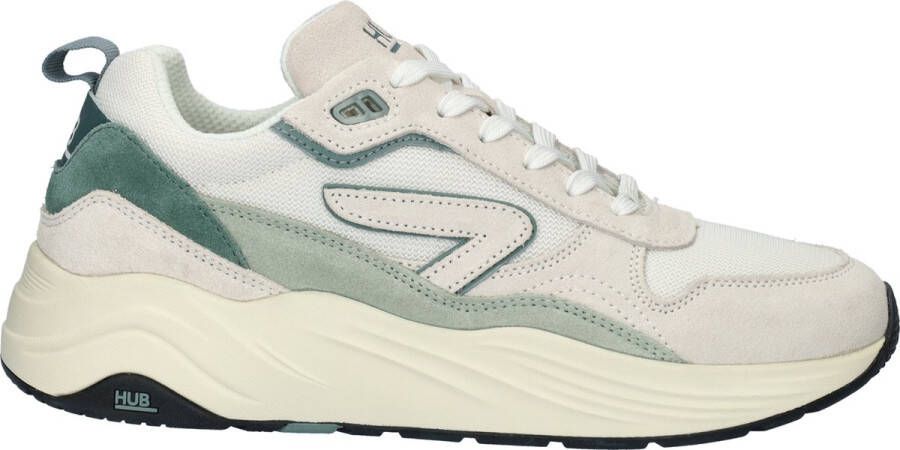 HUB Glide chunky suède sneakers ecru groen