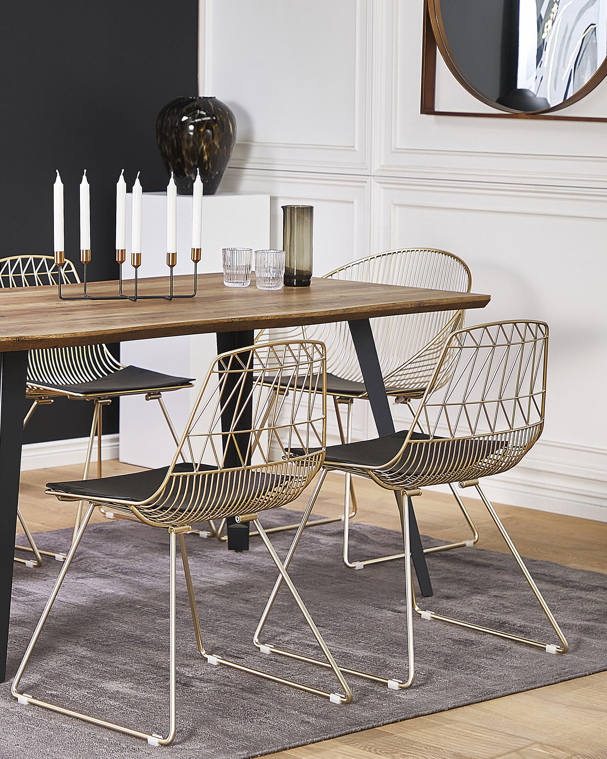 Set van 2 eetkamerstoelen HARLAN Metaal Goud