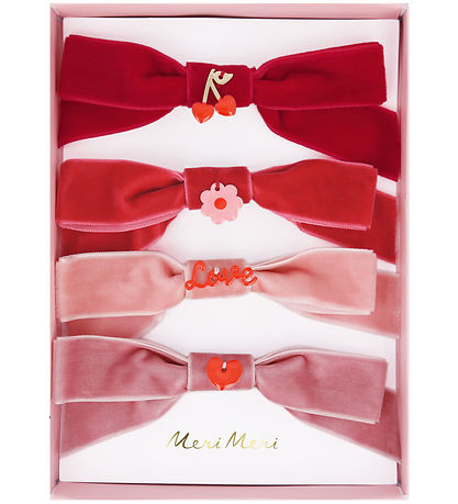 Meri Meri Haarspange - 4er-Pack - Velours - Schleifen - 11,5 cm