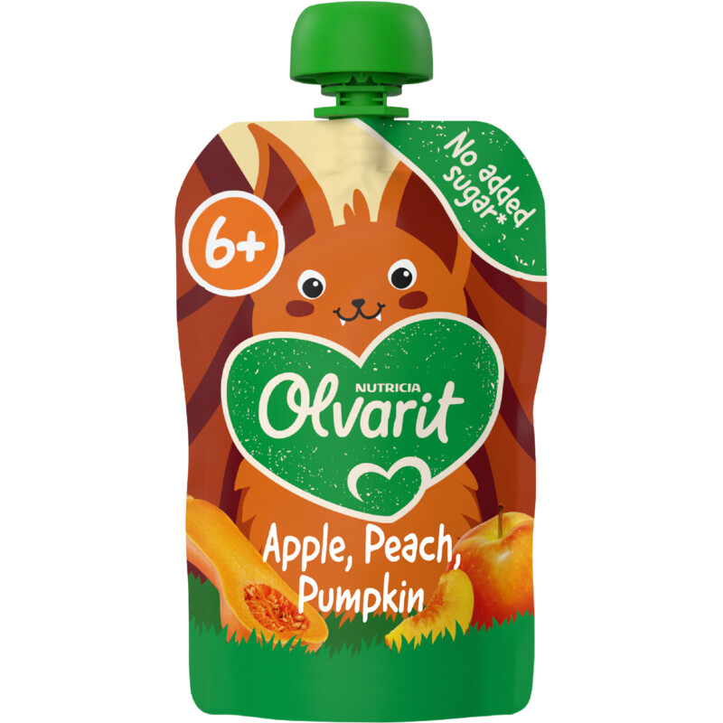 Olvarit Knijpfruit apple, peach, pumpkin 6m+