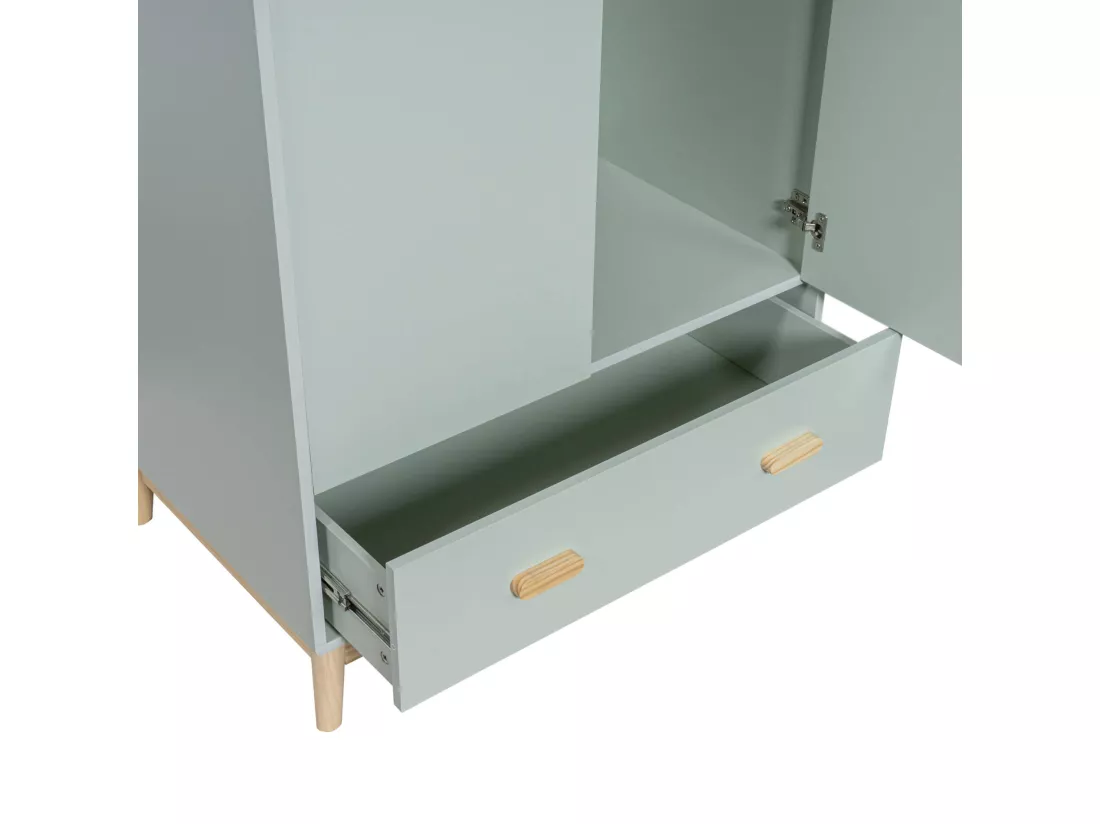 Armoire Mobili Rebecca Kala 175x80x55 MDF Pin Vert d'Eau Marron Scandinave À Monter