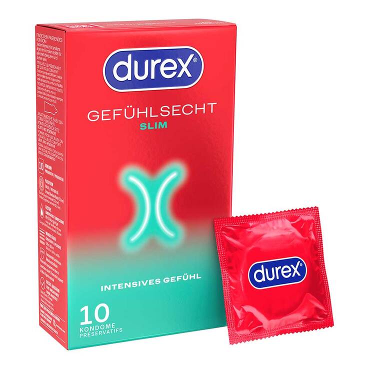 Durex Gefühlsecht Slim Kondome, 10 St