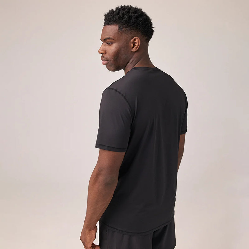 Trainingsshirt mit Reflexstreifen Herren aus recyceltem Polyamid Schwarz
