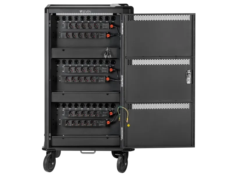 V7 CHGCT30-2E - Vogn med hjul (kun opladning) - for 30 tablets / notebooks - låsbar - højkvalitets koldrullet stål - mørkegrå, sort - skærmstørrelse: op til 17