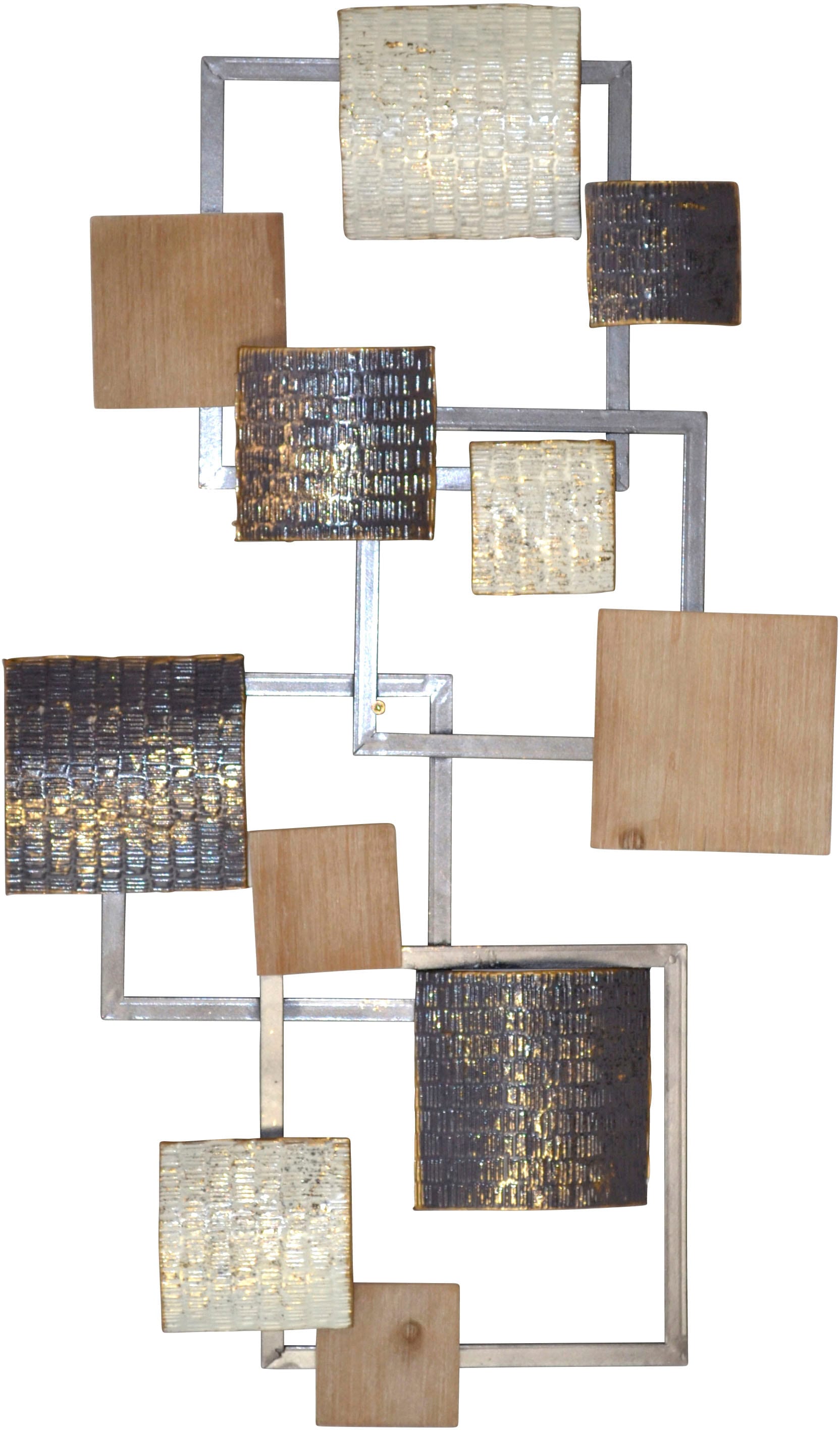 pajoma Wanddekoobjekt »Wanddekoration« Meterial-Mix Metall und Holz, geometrische Formen
