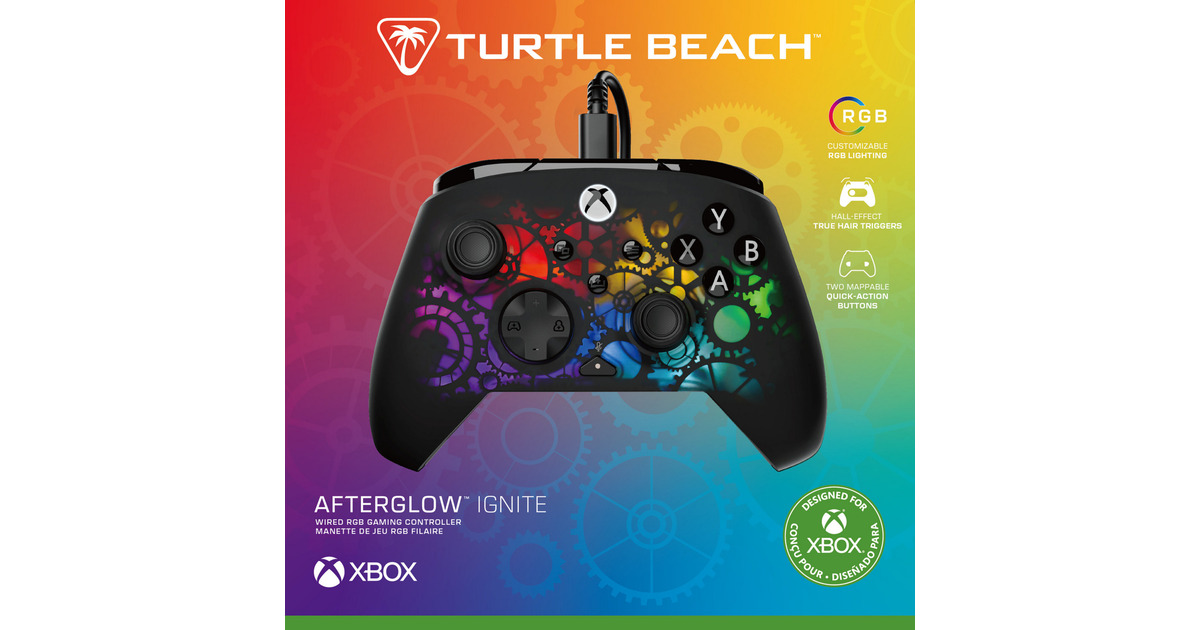 Turtle BeachAfterglow Ignite bekabelde RGB-gamingcontroller - Time Machine  (Zwart, Xbox Series X|S, Xbox One, Pc)