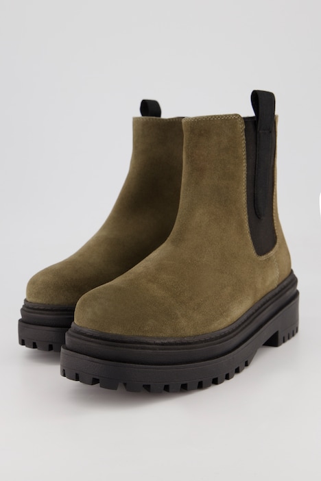 Leder-Chelsea-Stiefeletten, Veloursleder, Weite H