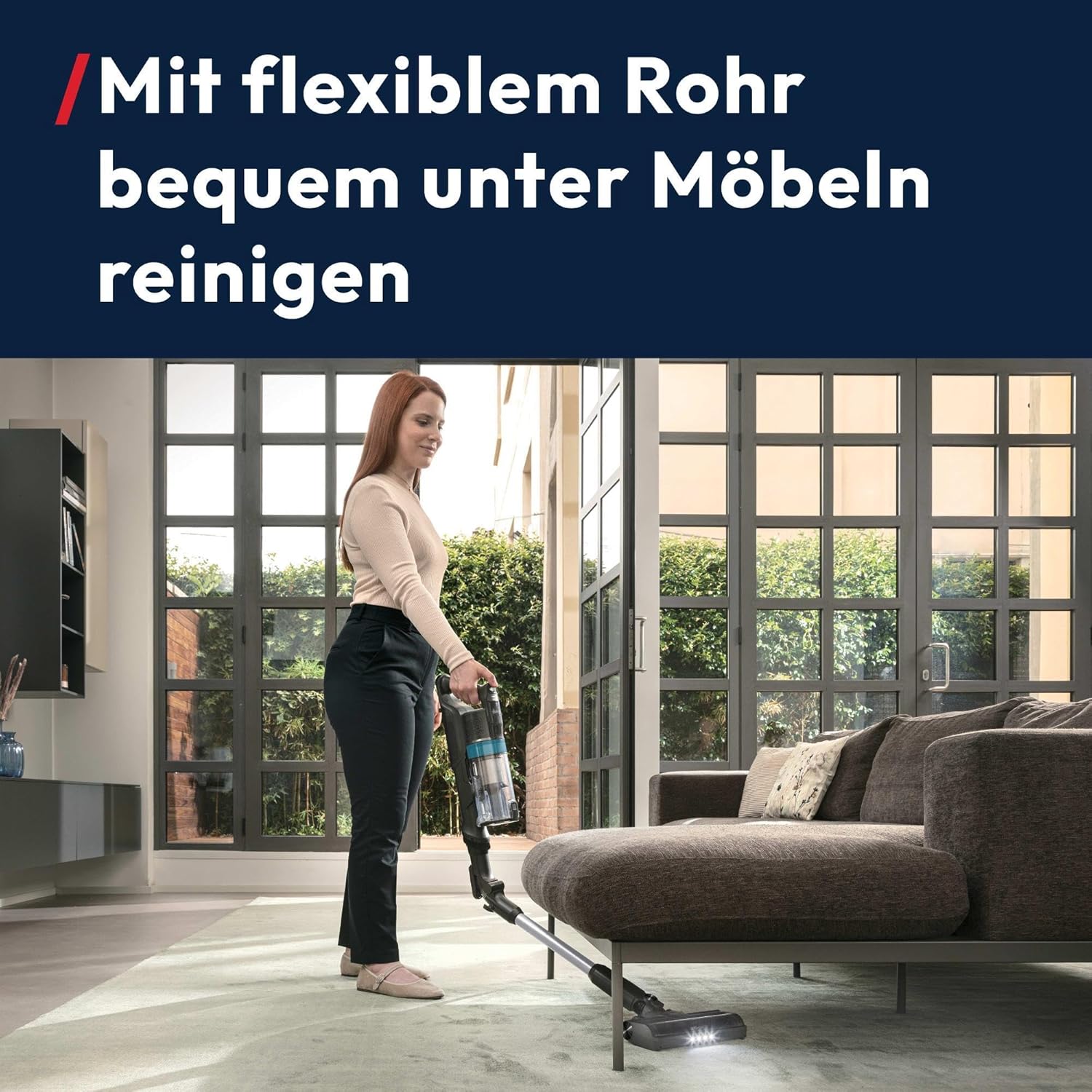 Hoover Akku-Staubsauger kabellos HF1 Plus mit flexiblem Rohr, Turbo-Modus, Universalbodendüse mit Anti-Twist-Technologie, 45 Min. Laufzeit, Parkfunktion, Mini-Turbodüse für Tierhaare [HF1PZ10PX]