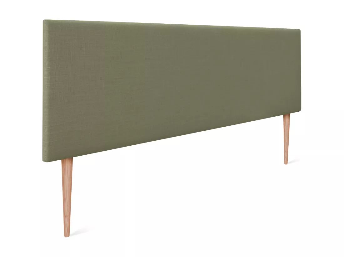 DHOME Tête de lit en lin naturel lisse 145x105cm avec pieds Lits 135/140 - Vert