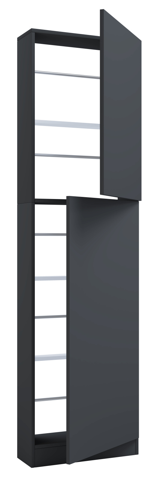 Schuhschrank FULISA XL mit Holztür - anthrazit - 180 cm hoch