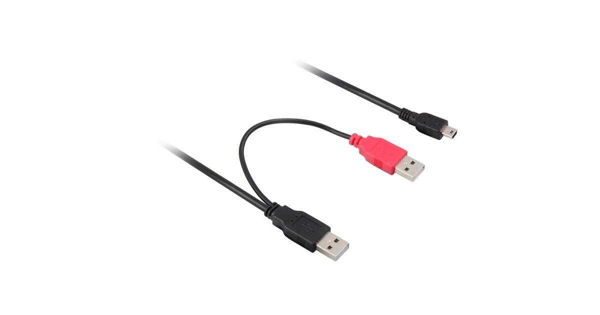 DeLOCK2x USB-A 2.0 male > USB mini 5-Pin splitterkabel  (Zwart/rood, 1 meter)