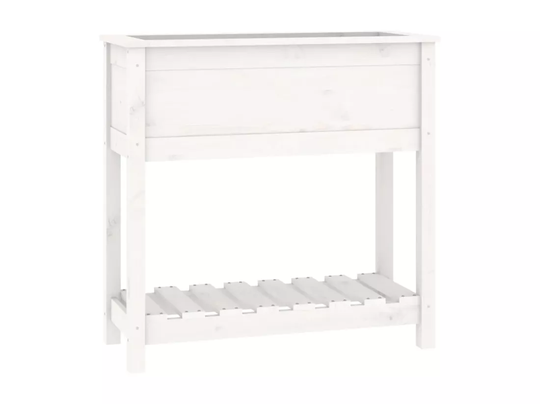 Jardinière avec étagère Blanc 82,5x34,5x81cm Bois massif de pin