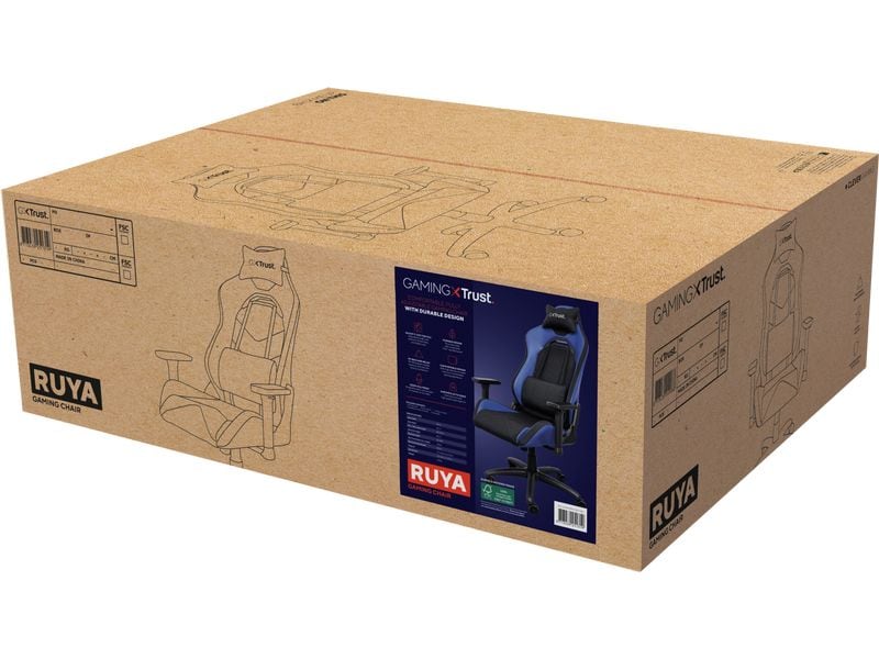 Trust Gaming-Stuhl GXT 714 Ruya Blau Komfortabler Premium-Gaming-Stuhl