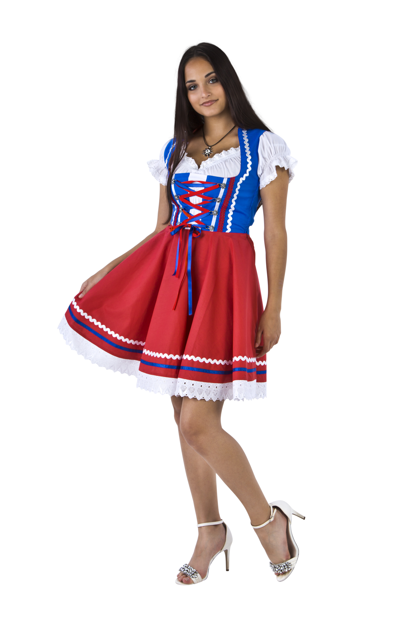 Oktoberfest Dirndl Jurk Oktoberfest Rood Blauw Dames 2 Delig