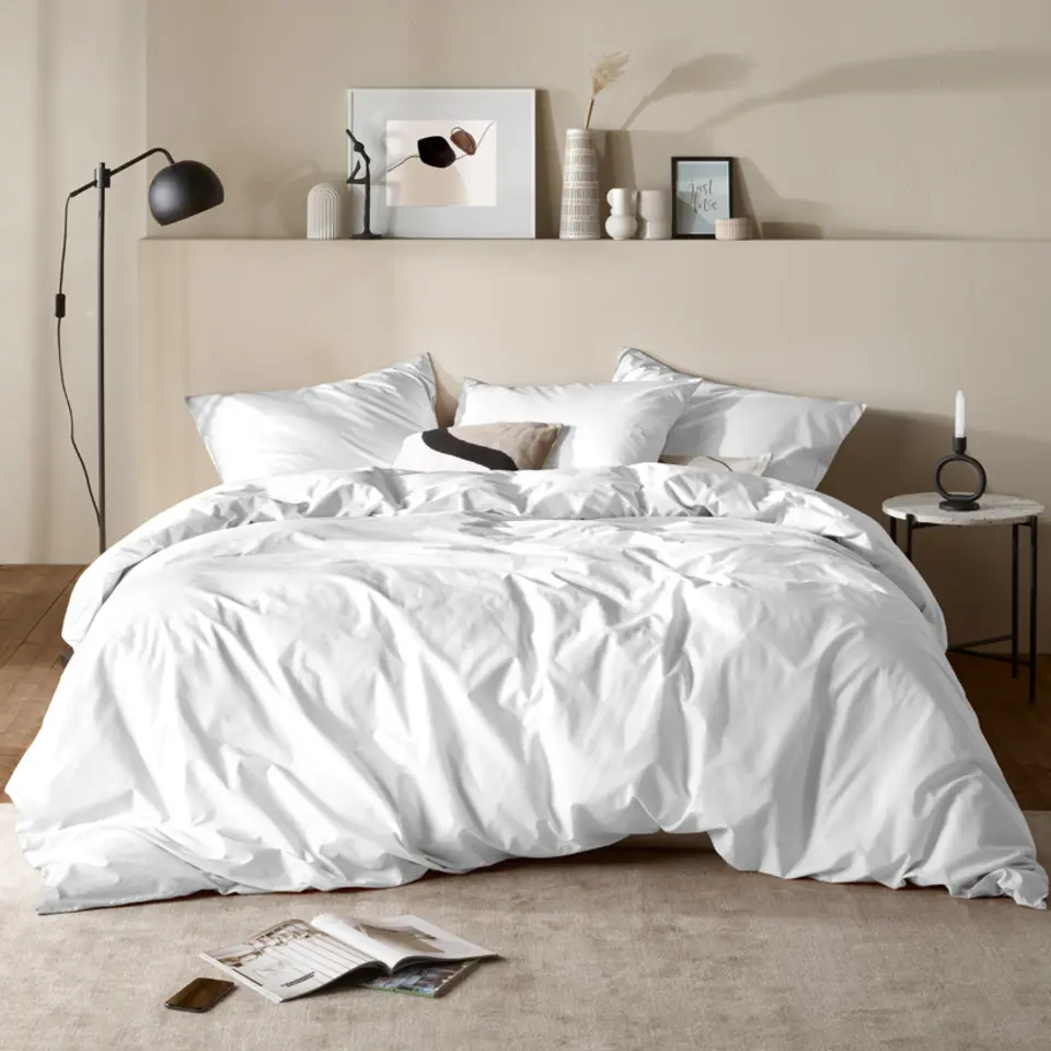 Moodit Dekbedovertrek Basil White - Lits Jumeaux - 240 x 220 cm - Katoen