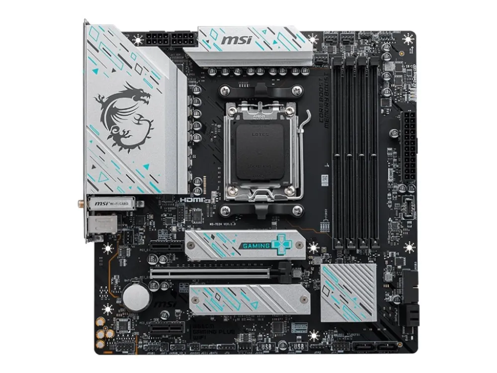 MSI B650M GAMING PLUS WIFI - Bundkort - micro ATX - Socket AM5 - AMD B650 Chipset - USB 3.2 Gen 1, USB-C 3.2 Gen2, USB 3.2 Gen 2 - 2.5 Gigabit LAN, Wi-Fi 6E, Bluetooth - onboard grafik (CPU påkrævet) - HD Audio (8-kanaler)