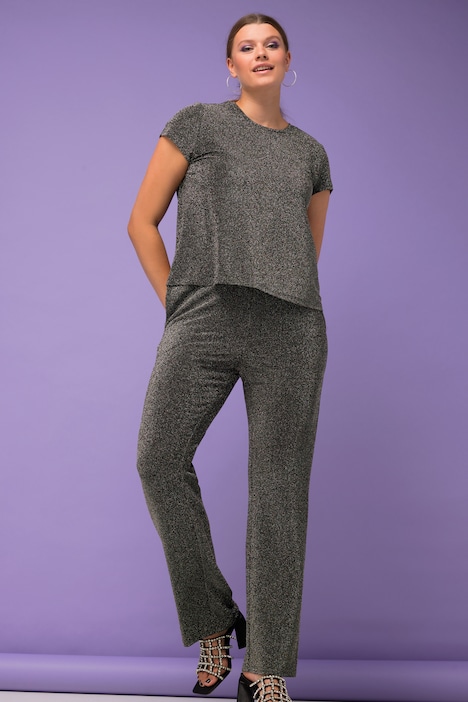 Hose, Wide Legs, Metallic-Glitter, Elastikbund