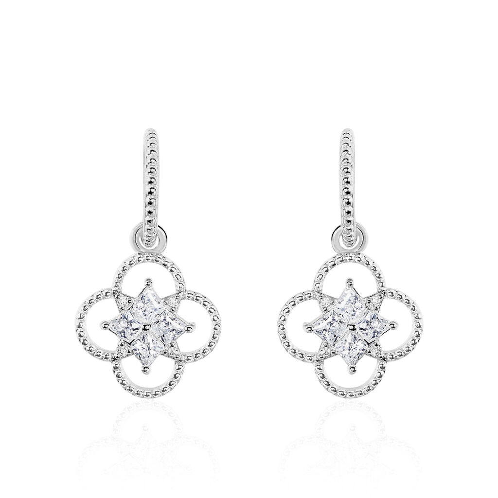 Boucles D'oreilles Pendantes Laetizia Fleur Argent Oxyde De Zirconium
