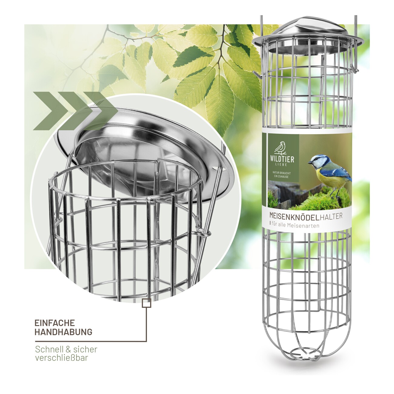 wildtier liebe Meisenknödelhalter 31cm, Silber
