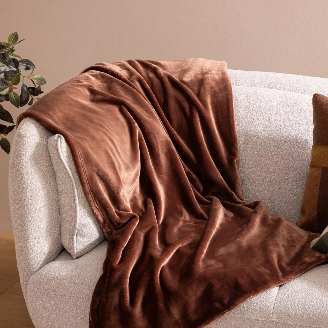 Plaid doux flanelle (130 x 180 cm) Cuddly Marron
