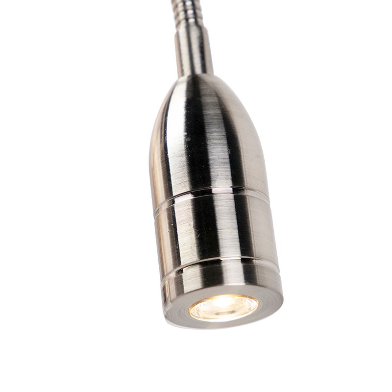 Smart Wandlamp staal met kap creme wit incl. Wifi P45 - Bergamo