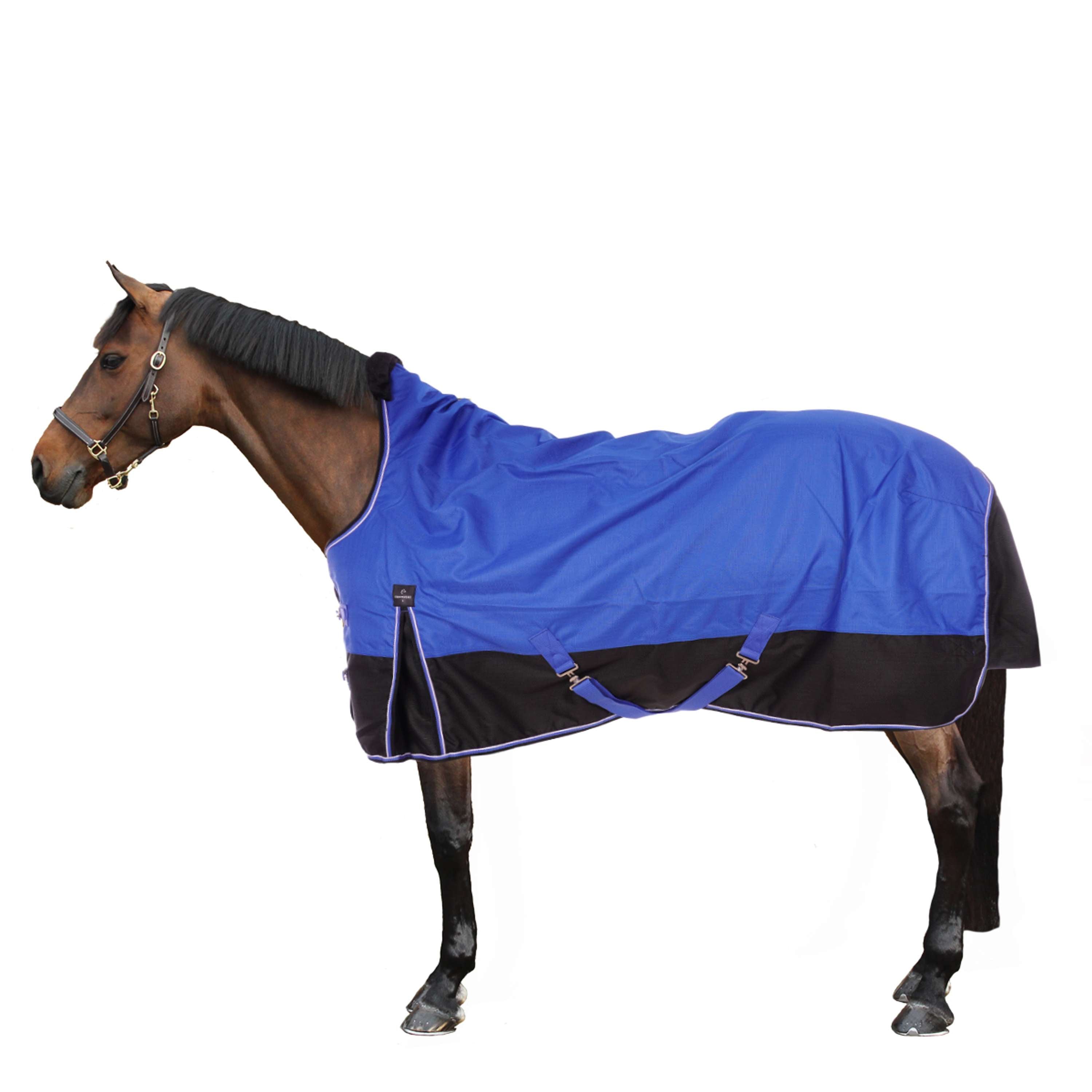 EQUITHÈME Outdoordeken Tyrex 1200D Aisance 0g met Halve Hals Blauw/Zwa
