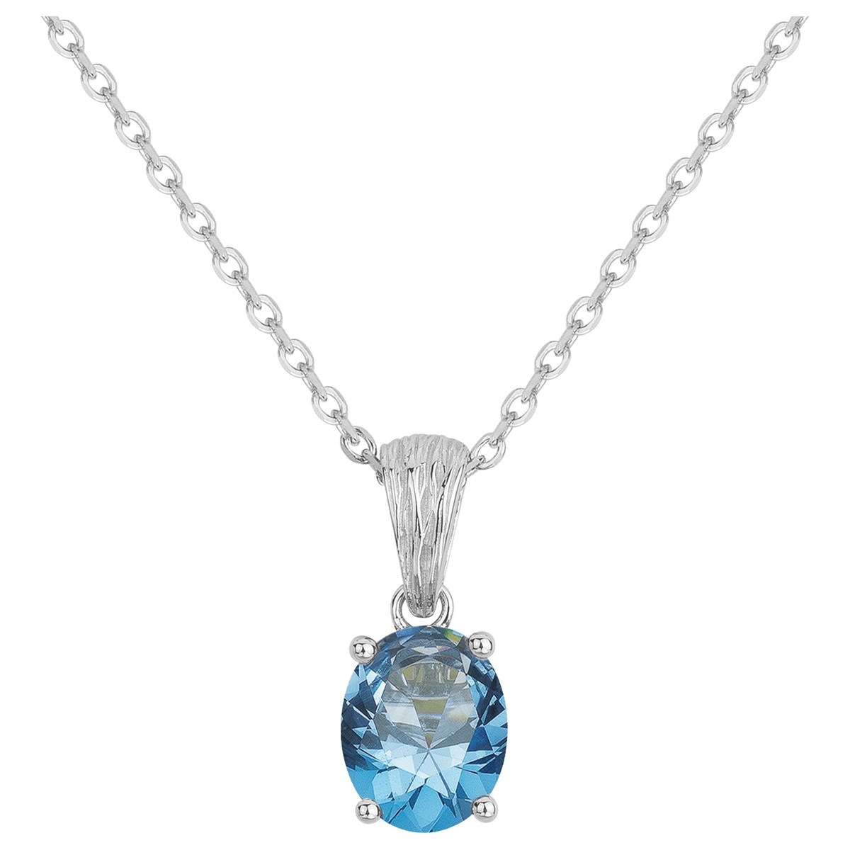 Collier mono-motif ELISABETH en Argent avec pierre synthétique bleu topaze