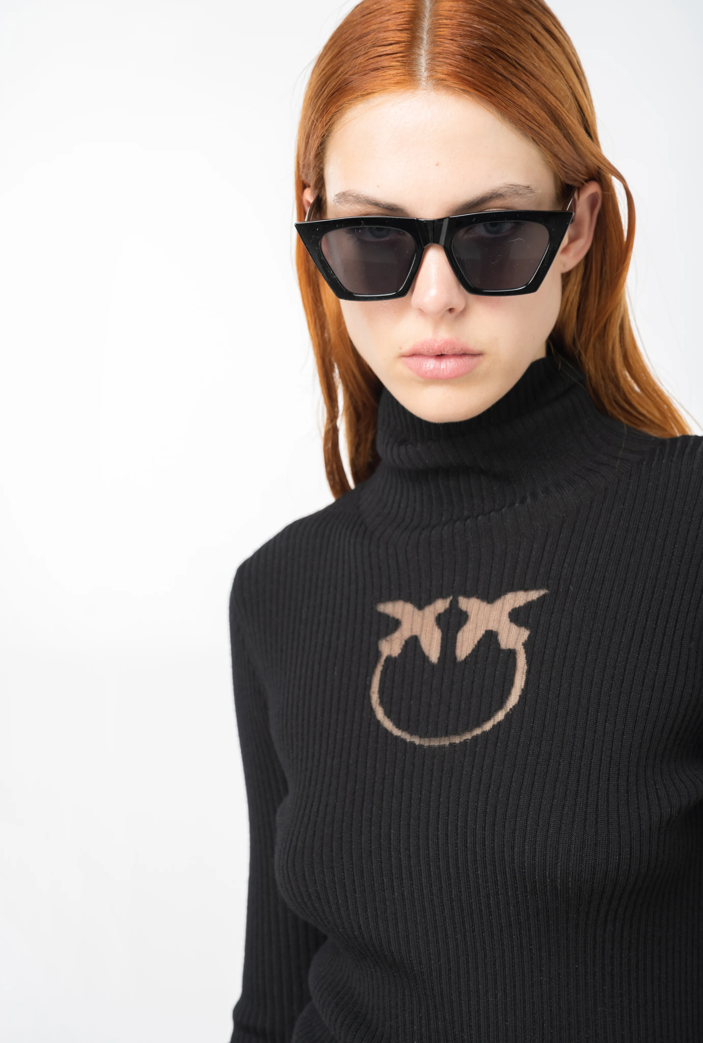 Pull à col roulé à logo | Noir
