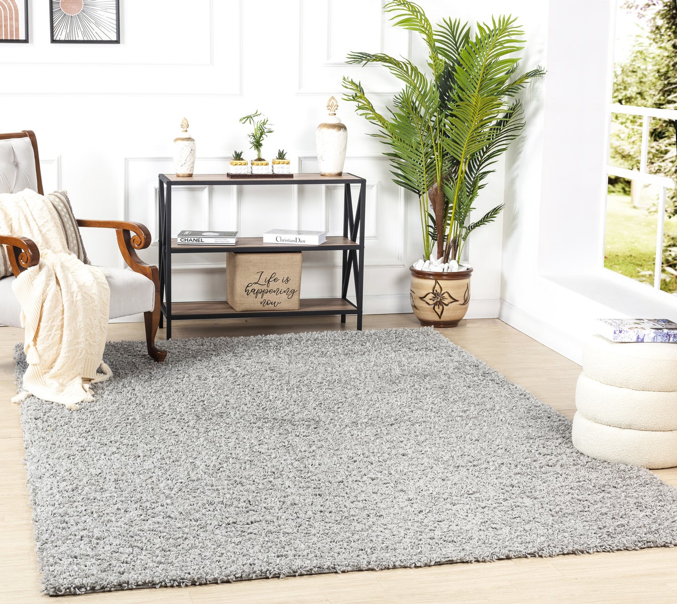 Modern hoogpolig shaggy vloerkleed, grijs - 160x220 cm LILLY
