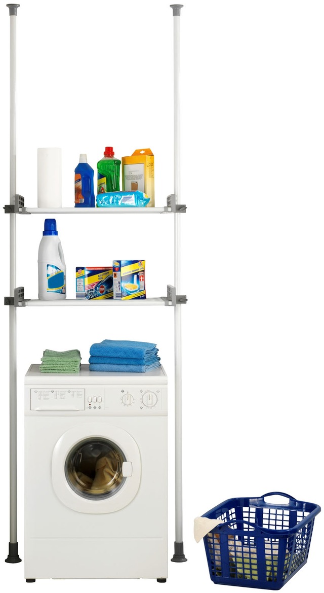 WENKO Teleskopregal »Modell Herkules Twin« Set,  2 Trägerstangen, 2 verstellbare Ablagen, ideal für Bad & Abstellkammer