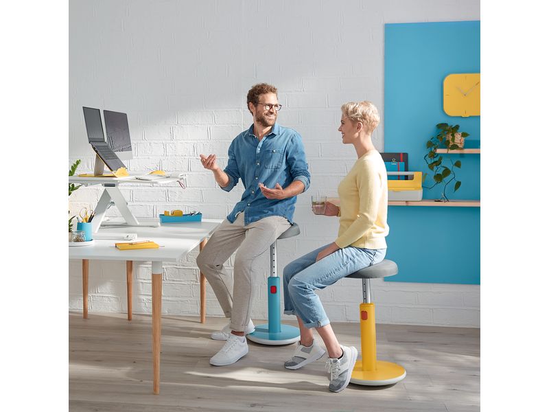 Leitz Ergo Cosy Active Sitz und Stehhocker Gelb Höhenverstellbarer, ergonomischer Hocker zum Sitzen und Stehen für eine verbesserte Muskelaktivität und bessere Körperhaltung