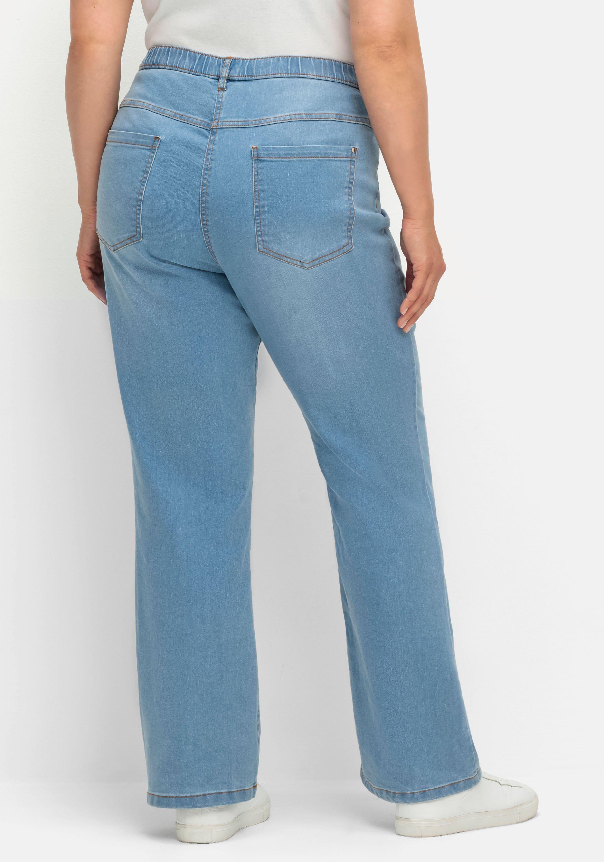 Bootcut-Jeans mit Komfortbund und Used-Effekten