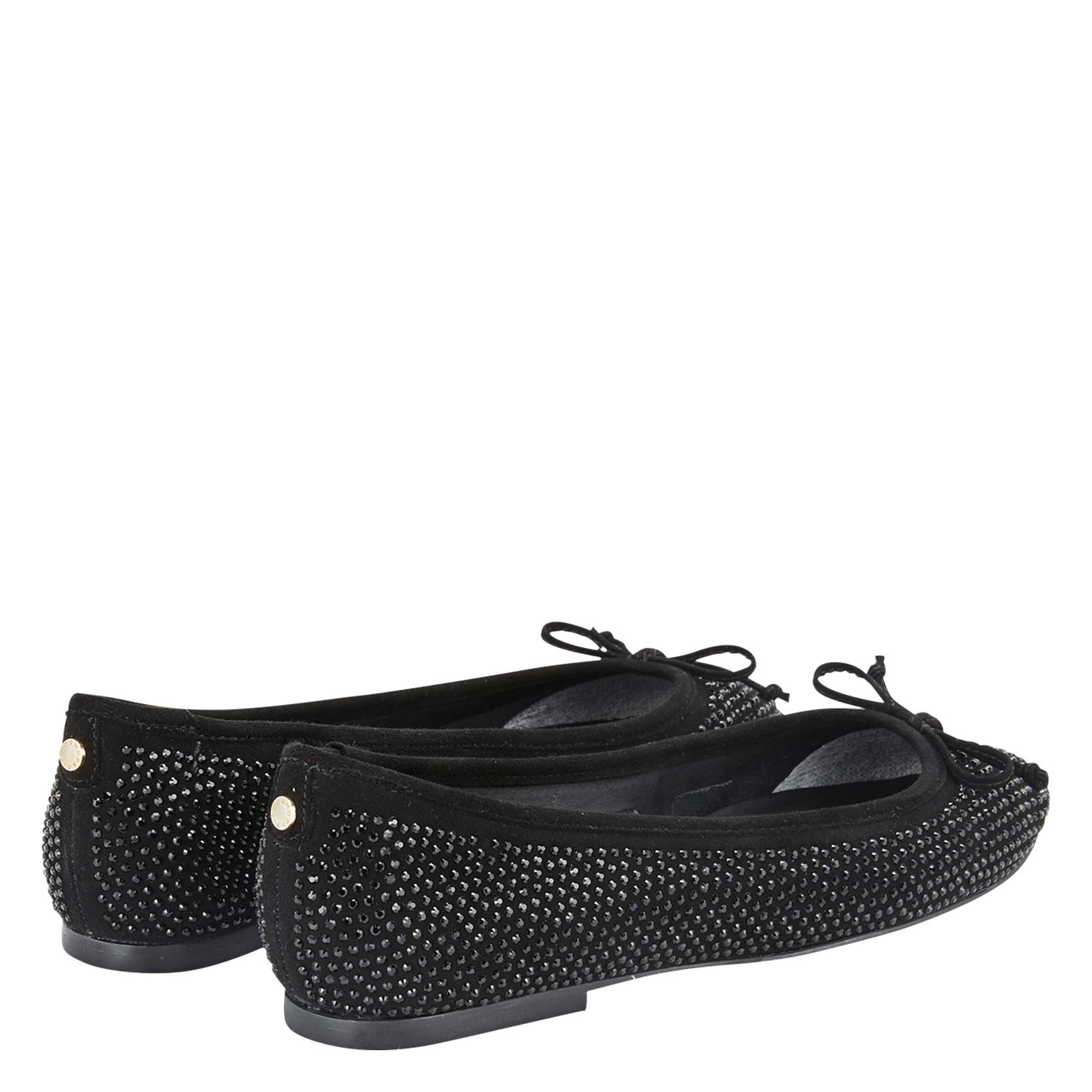 ODINE - Ballerines en cuir à strass | Noir