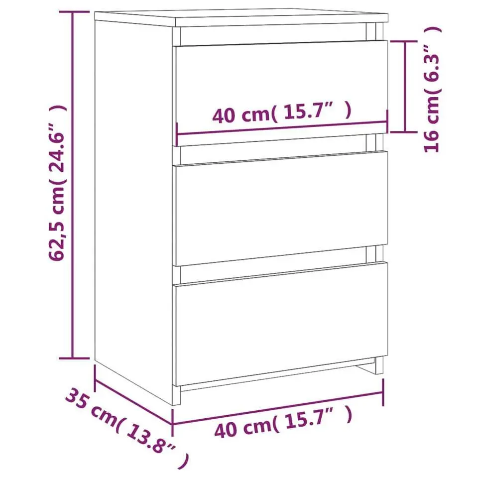 vidaXL - Nachtkastje - Grijs - Bewerkt hout - 2 stuks