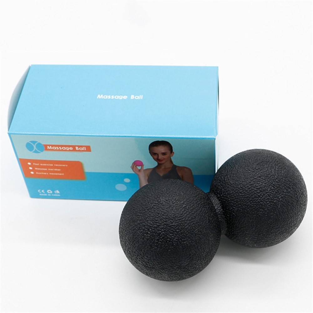 (12x6cm) Multifunktionale Faszienkugeln Fitness Massage Doppel-Ball - Schwarz
