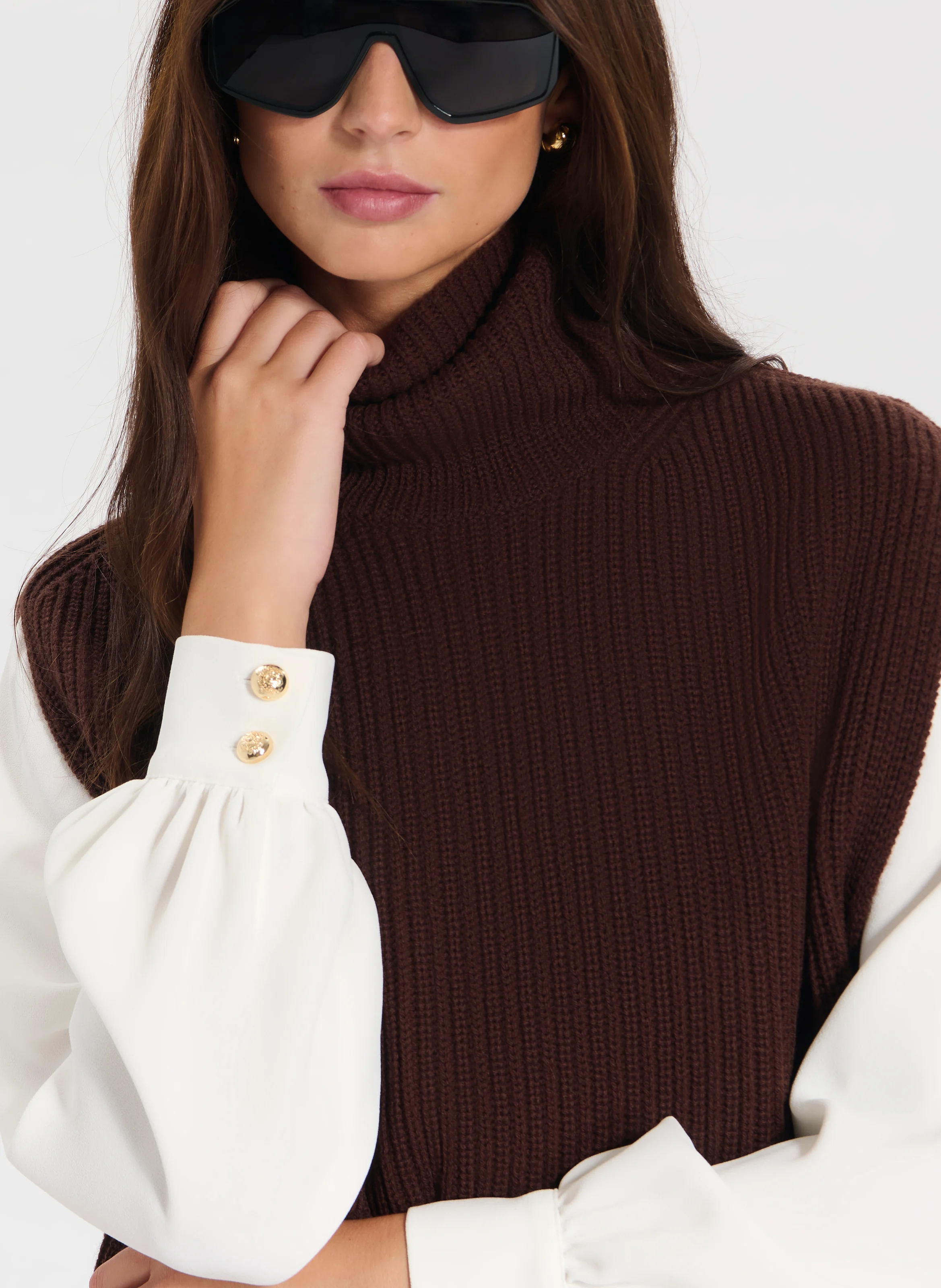 NINA - Pull droit en cachemire | Marron